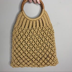 Rope Bag with Wood Handles